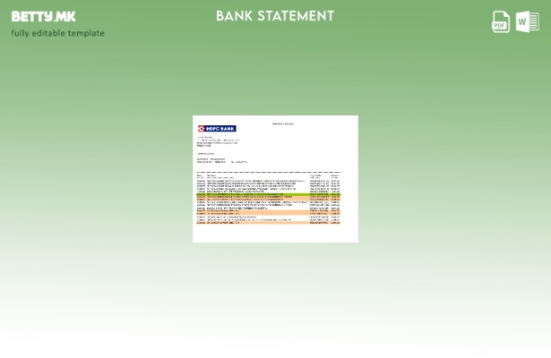 Модерен стил Индиски HDFC изводи од банкарски страници со зборови, шаблон за вер